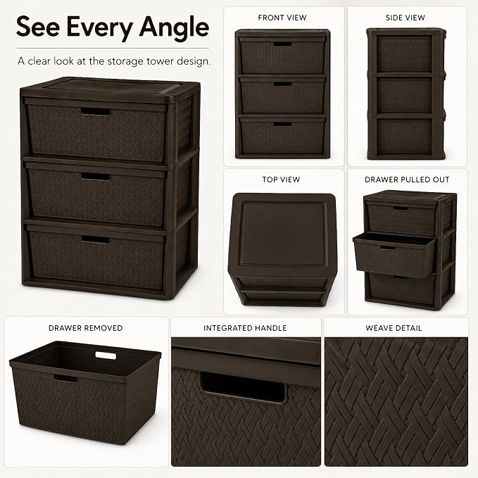 3 Drawer Storage Organizer, Plastic Drawer Organizer Tower, Closet Storage - Image 7
