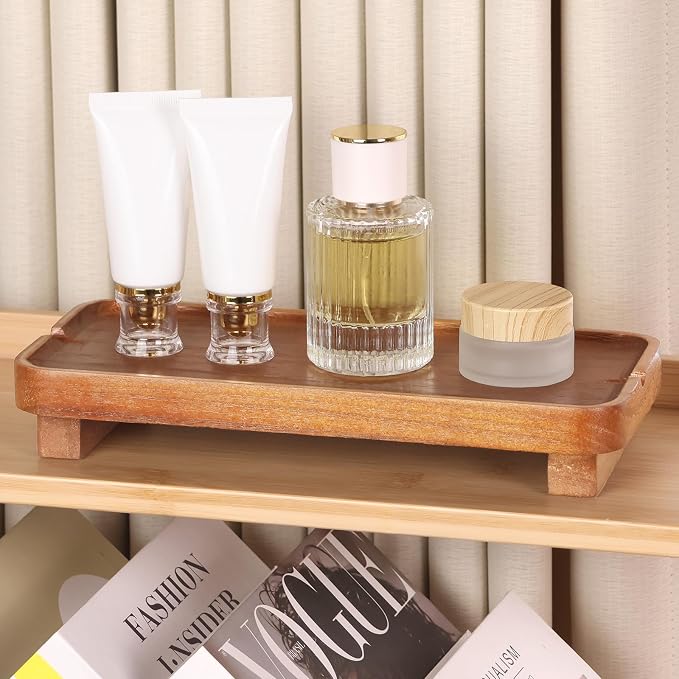 Wood Riser Small Decorative Tray Sink Soap Dish, Vanity Tray Pedestal Stand 10 - Image 6