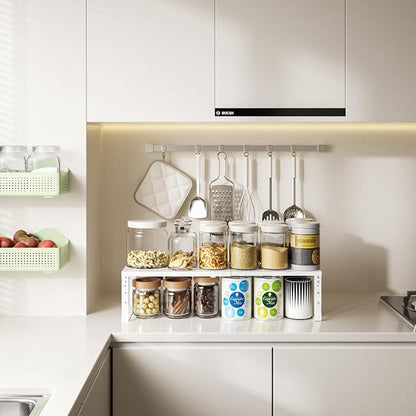 Expandable, Adjustable & Stackable Spice Rack, Cabinet Kitchen Countertop Shelf - Image 2