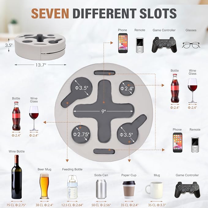 INNO STAGE Couch Cup Holder Pillow- -Sofa Cup Holder | Couch Caddy Drinks - Image 4