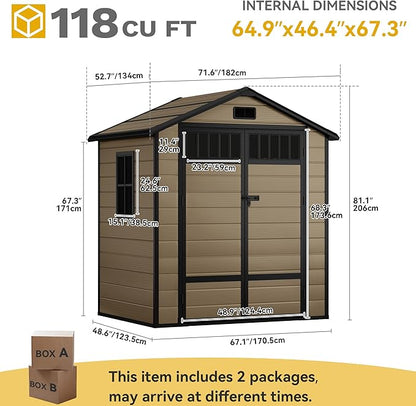 DWVO Outdoor Storage Shed, All-Weather Resin Plastic Storage Shed - Image 8