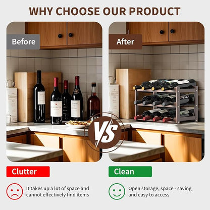Wine Rack, Bamboo Wine Racks Countertop, Sturdy Wine Rack - Image 3