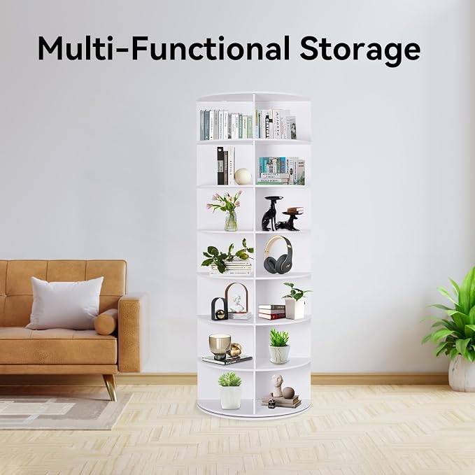 7-Tier Rotating Shoe Rack, 28-Pair 360° Revolving Shoe Storage Tower | 23.6 in - Image 5