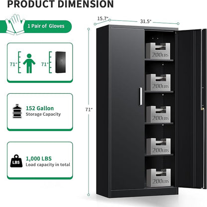 Metal Storage Cabinet with Locking Doors, Garage Utility Cabinet - Image 3
