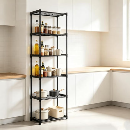 6-Tier Storage Shelves with Plastic Connectors – Metal Shelf Organizer - Image 4