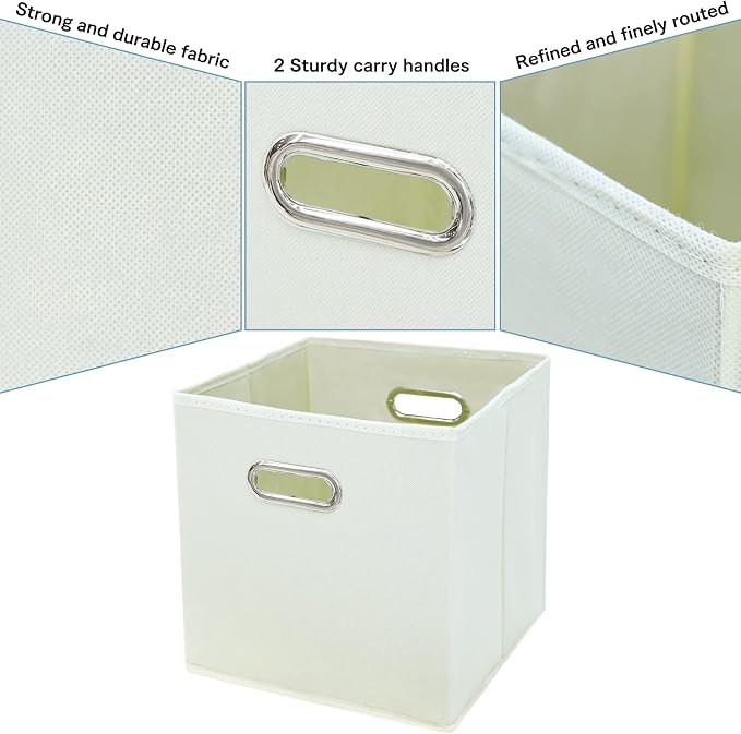Black Fabric Cubby Storage Bins, Cube Organizer Bin Foldable Storage Boxes - Image 7