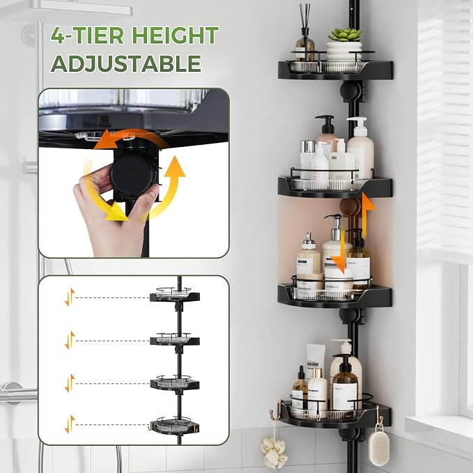 akinbas 360° Rotating Shower Caddy Tension Pole - Image 6