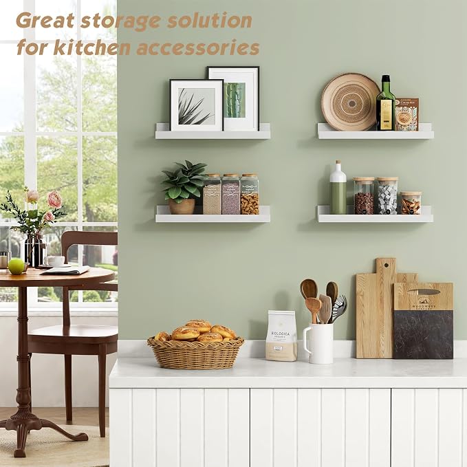 Forbena White Picture Ledge Shelf, Floating Shelves - Image 5