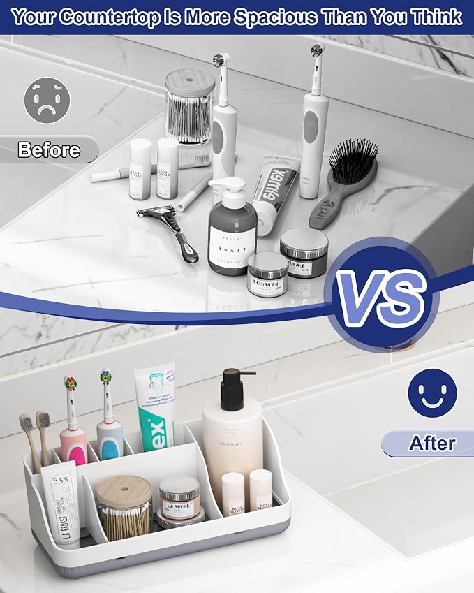 Bathroom Counter Organizer and Storage, 7 Slots Detachable Toothbrush Holders - Image 5