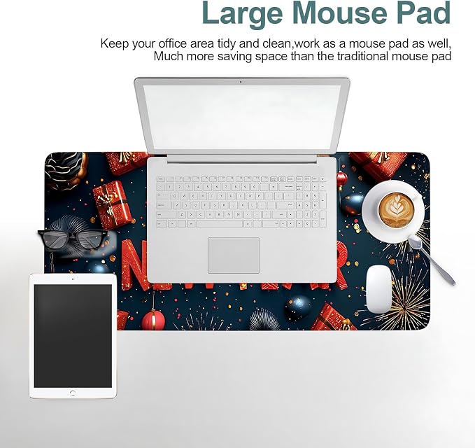 Happy New Year Gaming Mouse Pad 31.5"x11.8"Desk Mat Anti-Slip Rubber Base & - Image 6