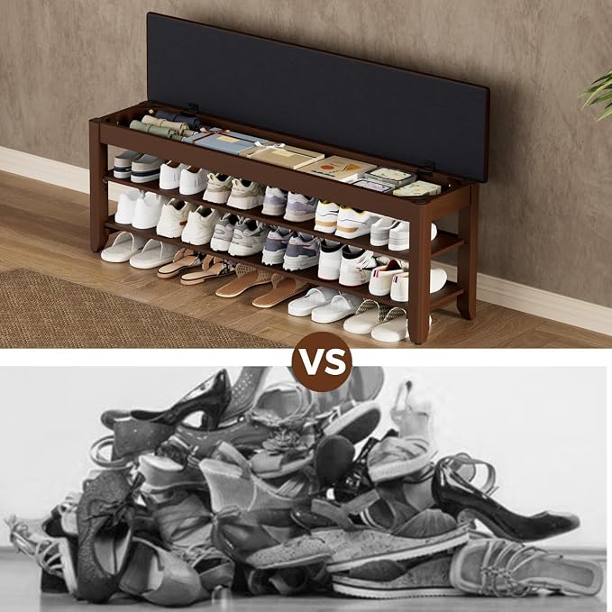 Homleke 2-Tier Solid Wood Shoe Rack Bench - Image 8