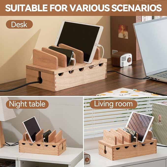 KIRIGEN Wood Charging Station Rack Organizer - Image 3