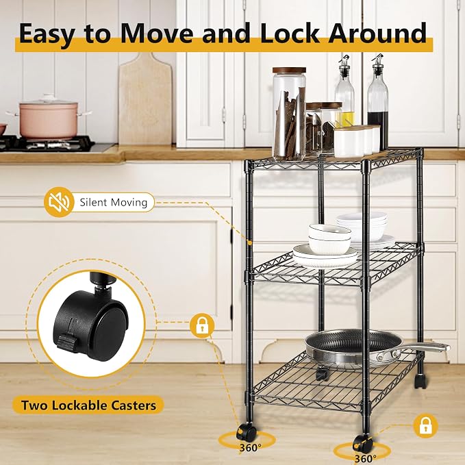 3-Tier Storage Shelves Steel Plant Stand Household Sturdy, Mesh Metal Storage - Image 4