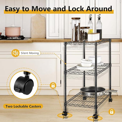 3-Tier Storage Shelves Steel Plant Stand Household Sturdy, Mesh Metal Storage - Image 4