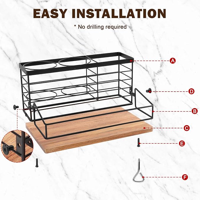 Hair Tool Organizer, Movable Hair Dryer Holder, Hair Styling Tools Storage - Image 8