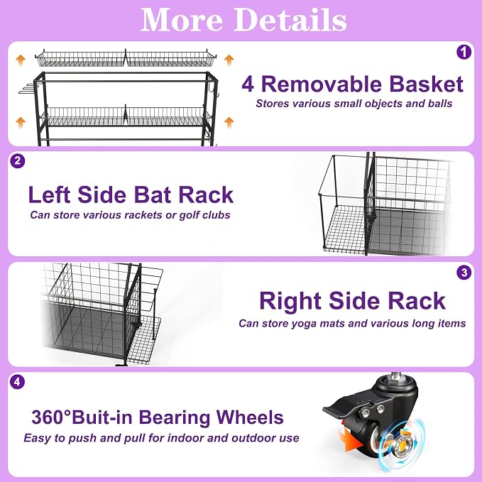 Sports Equipment Organizer, Outdoor Toy Storage - Image 3