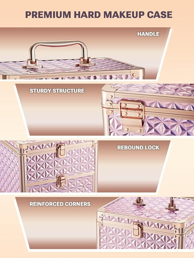 Qislee Makeup Box with Drawer and A Detachable Lighted Mirror, Waterproof - Image 5