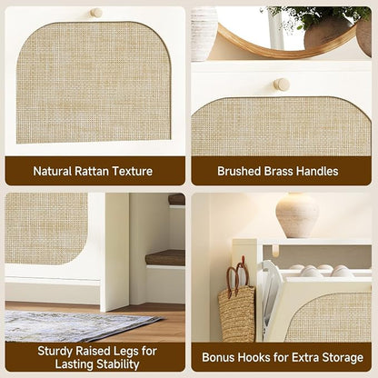 Nicetree Rattan Shoe Cabinet for Entryway, 9.5" Ultra-Thin Narrow Shoe Rack - Image 7