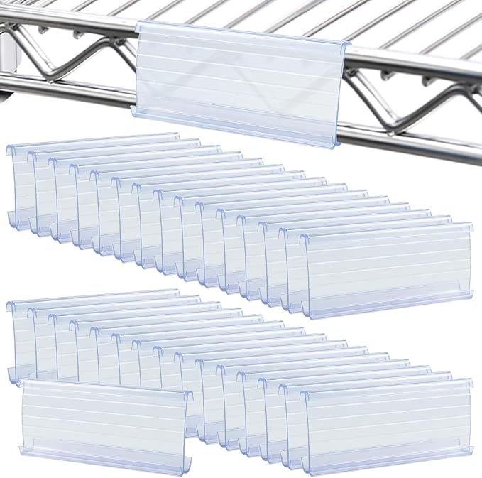 80 Pack Wire Shelf Label Holder, 3 inch Metro Shelving Clips Wire Rack Label by SBYURE