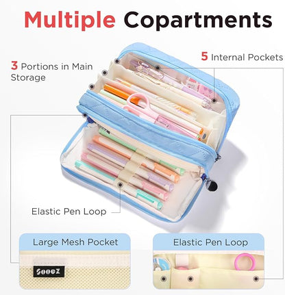 Sooez Large Pencil Case Pouch, Extra Big Pencil Bag - Image 4