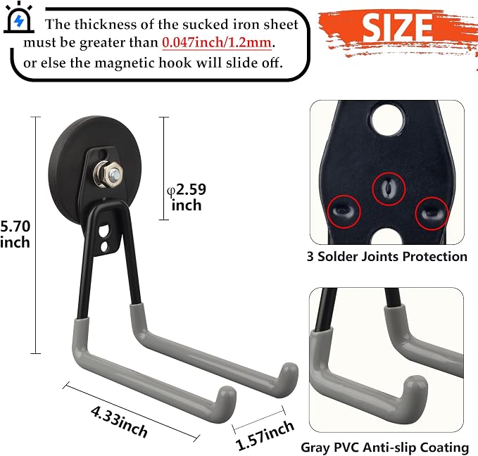 ULIBERMAGNET Magnetic Garage Hook, Cordless Drill Hooks Heavy Duty, Power Tool - Image 6