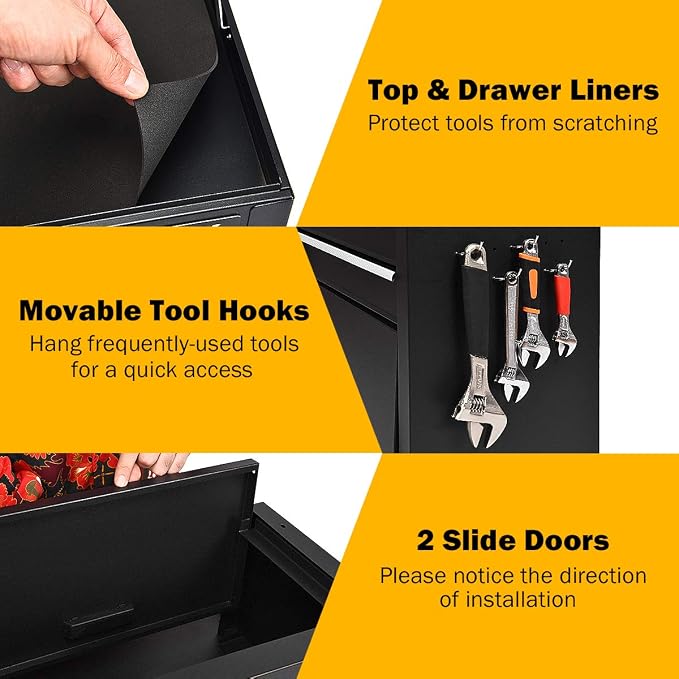 Goplus Tool Chest, 3-in-1 Rolling 6 Drawers Tool Cabinet - Image 5
