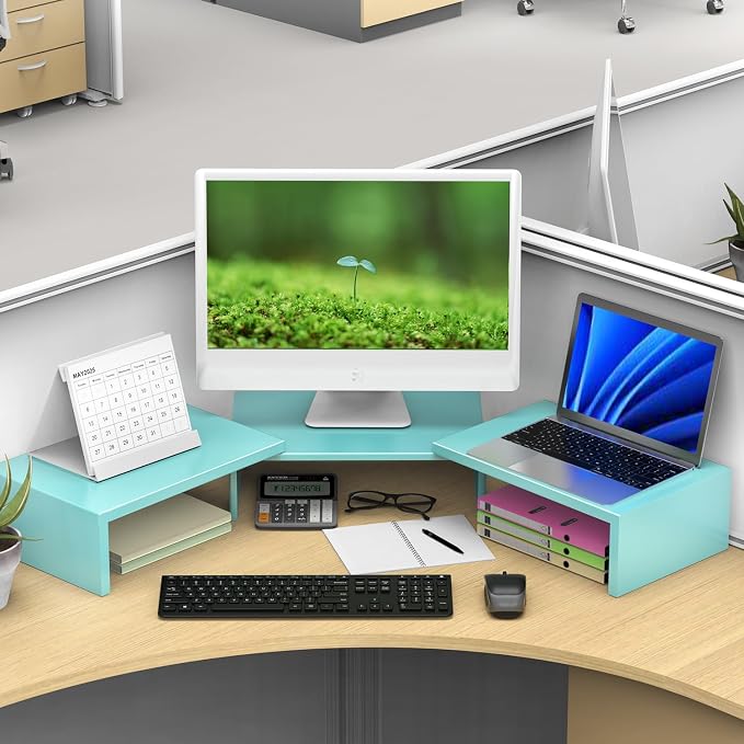 Dual Monitor Stand for Desk, Metal Computer Stand, Desk Shelf Riser, Desktop - Image 5