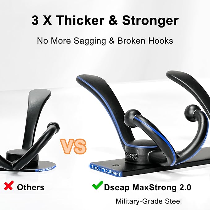 Dseap Coat Rack Wall Mount 2.0 Pro: Heavy Duty 300% Thicker, Stainless Steel - Image 2