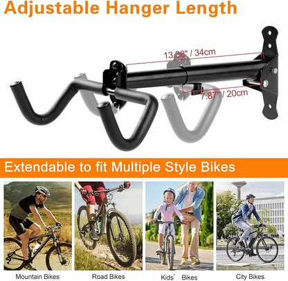 Cyfie Bike Wall Mount Garage Rack, Adjustable Horizontal Bike Storage Hanger - Image 4