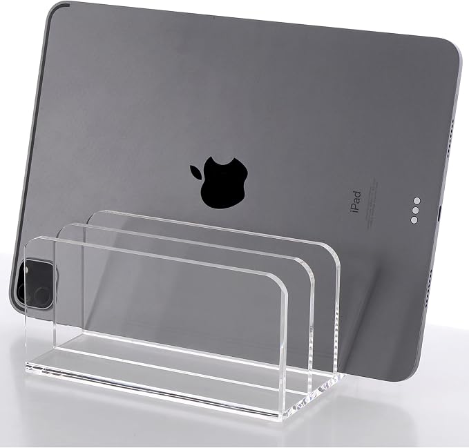 SANRUI Acrylic Desk File Organizer Holder, 5 Upright Clear Desktop Mails Sorter - Image 8