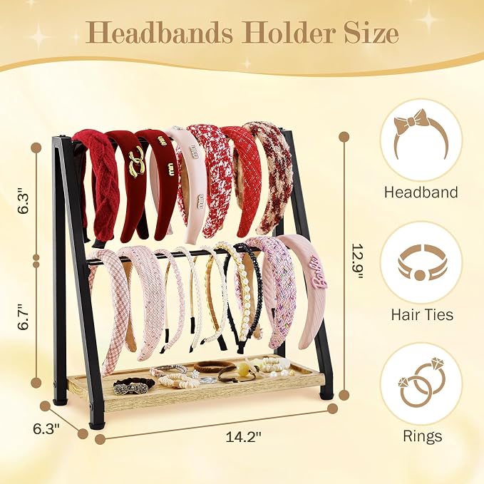 Headband Holder Organizer Metal 2-Tier Display Stand - Image 5