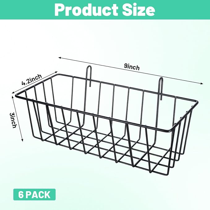 6 Pack Grid Panel Hanging Wire Basket, Hanging Wire Basket No Drilling - Image 2