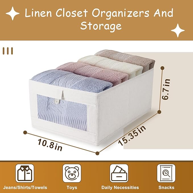 Linen Bins 3 Pack, Foldable Storage Organizer - Image 3