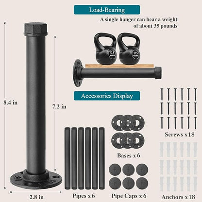 Cast Iron Wall Mounted Clothes Rack, Heavy Duty Industrial Pipe Clothing Rack - Image 2