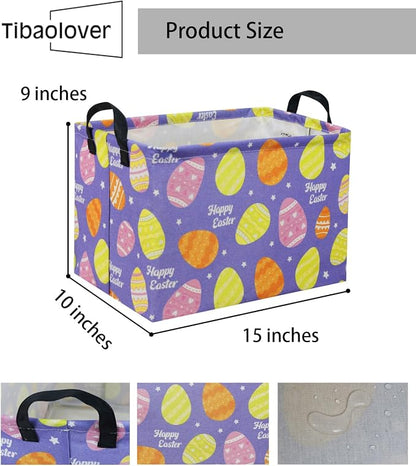 Rectangular Easter Basket Purple Easter Egg Gift Basket Baby Storage Basket - Image 6