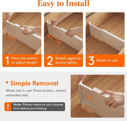 Lifewit 8 Pack Drawer Dividers Plastic 6" High, 13.5-22" Adjustable Drawer - Image 7