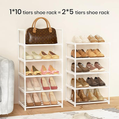 Metal Shoe Rack Organizer 10 Tiers, 20-24 Pairs Narrow Tall Shoe Racks - Image 4