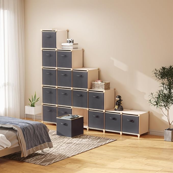 Lifewit Storage Cubes, 11 Inch Organizer Bins, 18L Gray, 16 Packs | Foldable - Image 8