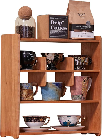 Coffee Cup Holder for Countertop Walnut Wood Coffee Mugs Holder for Kitchen Mug by KAOTGOT