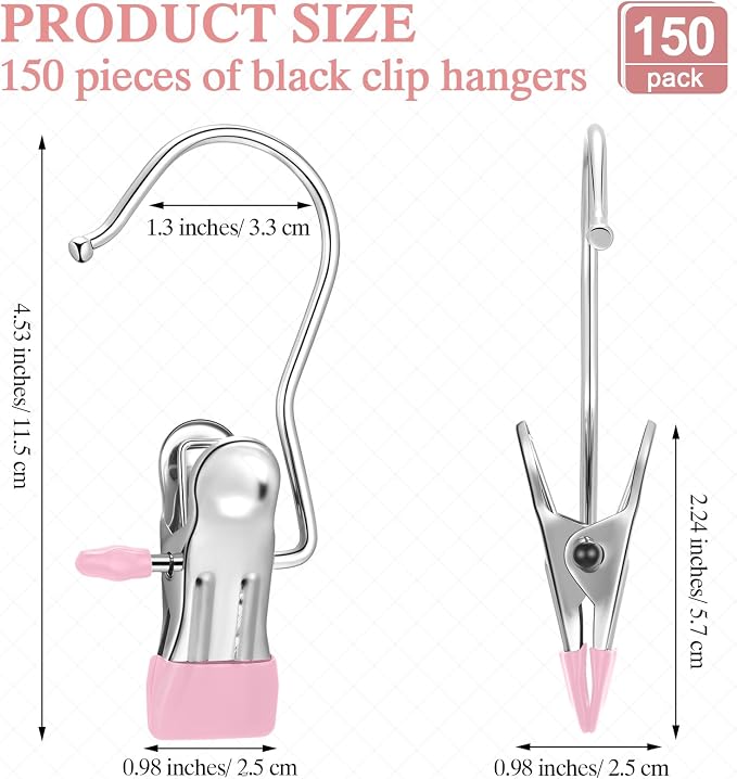 150 Pcs Boot Hangers Clips Laundry Hooks Hanging Stainless Steel Clothes Pins - Image 2
