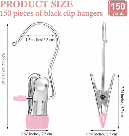 150 Pcs Boot Hangers Clips Laundry Hooks Hanging Stainless Steel Clothes Pins - Image 2
