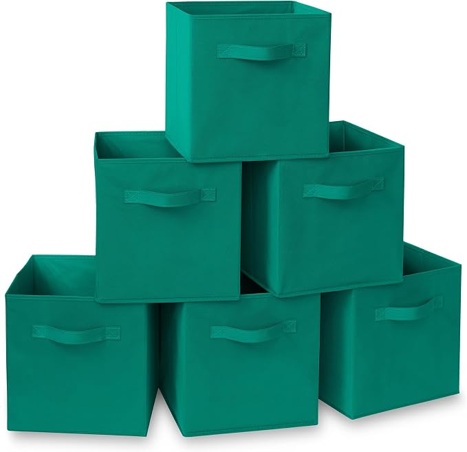 Casafield Set of 6 Collapsible Fabric Cube Storage Bins, Teal by Casafield