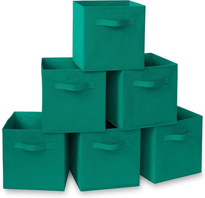 Casafield Set of 6 Collapsible Fabric Cube Storage Bins, Teal by Casafield