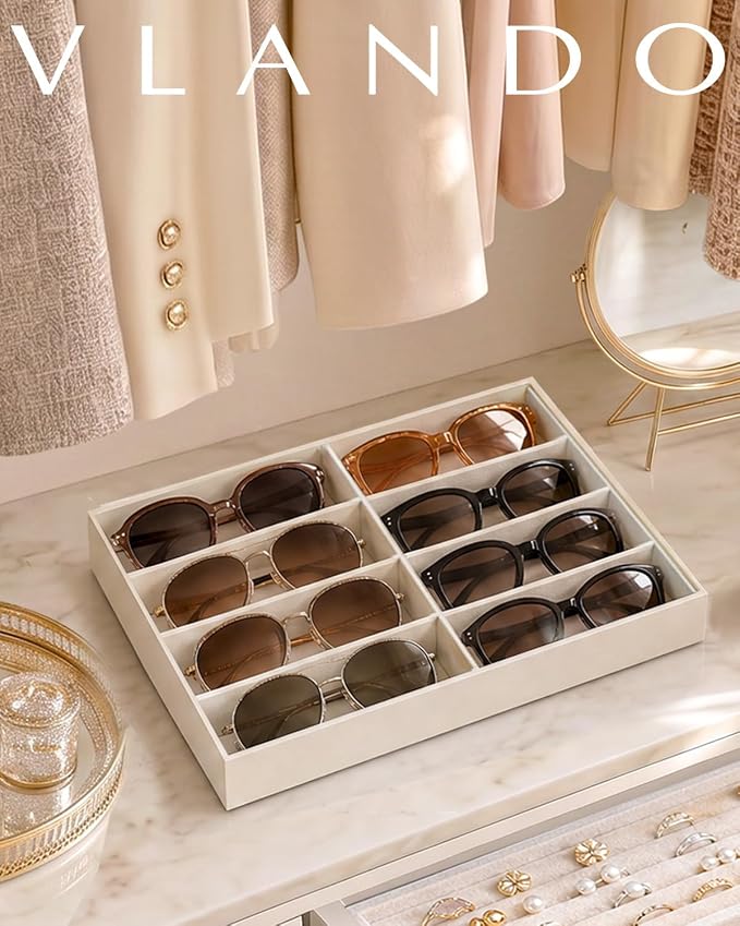 VLANDO Sunglasses Organizer, Stackable Jewelry Tray - Image 2