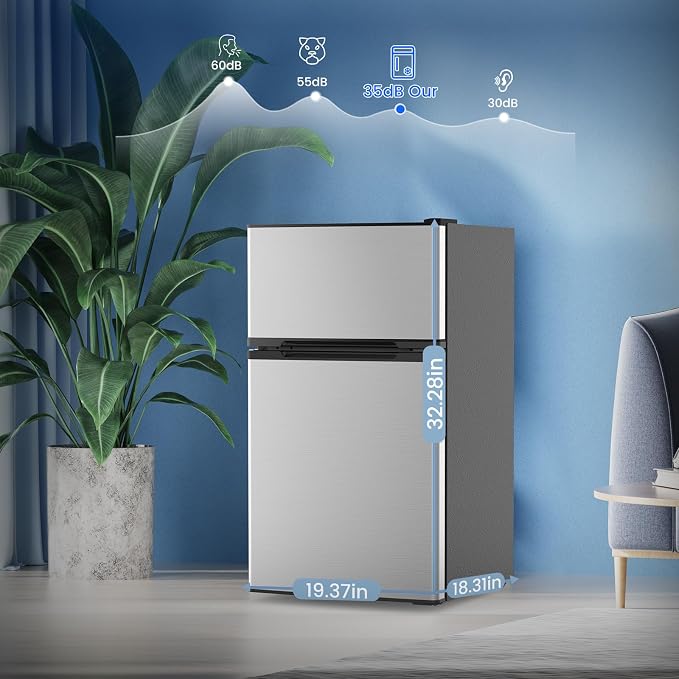 3.1 Cu.Ft Mini Fridge with Freezer, Compact Refrigerator with 2 Doors, Small - Image 7
