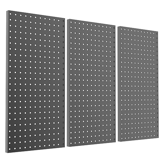 Pegboard Smith Metal Pegboard Panels 12" x 24", 3 Pack Black Wall Mounted Tool by Pegboard+Smith