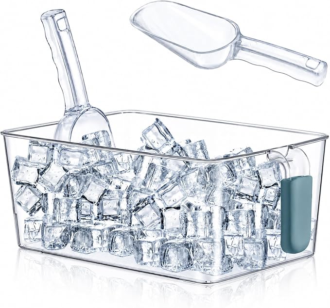 Havawish Ice Bin and Flexible Scoop Set Plastic Freezer Ice Bin by Havawish