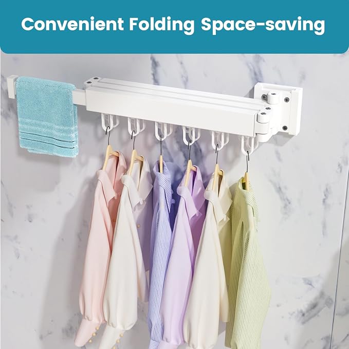 Abiglifty Clothes Drying Rack Wall Mounted, Laundry Drying Rack Collapsible - Image 5