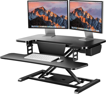 SANODESK 32" Electric Standing Desk Converter, Height Adjustable Riser by sanodesk