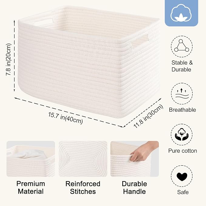 4 Pack Storage Baskets for Organizing, Woven Baskets for Shelves - Image 2